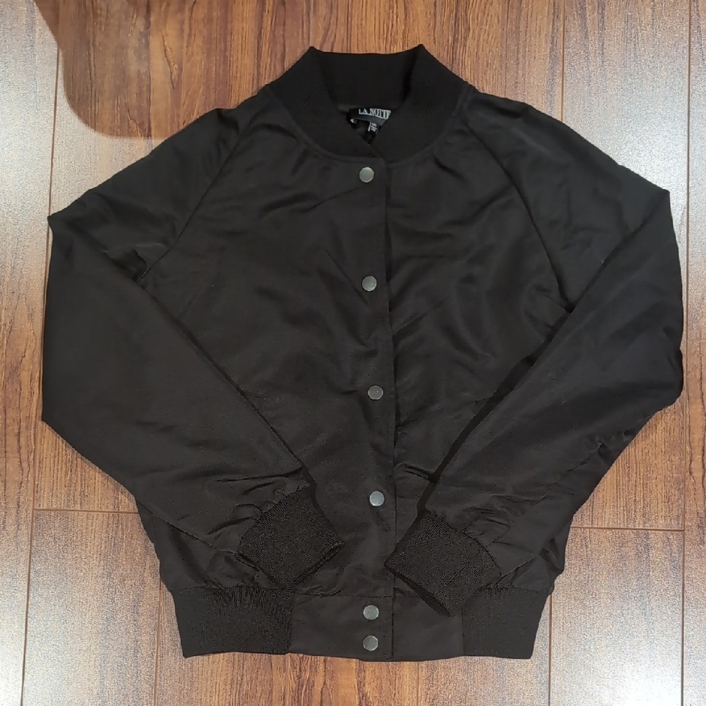 La Notte Women's Classic Black Bomber Jacket